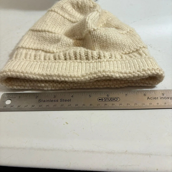 Vintage hand-knit cream coloured baggy dread hippie boho winter toque beanie hat - Picture 9 of 9
